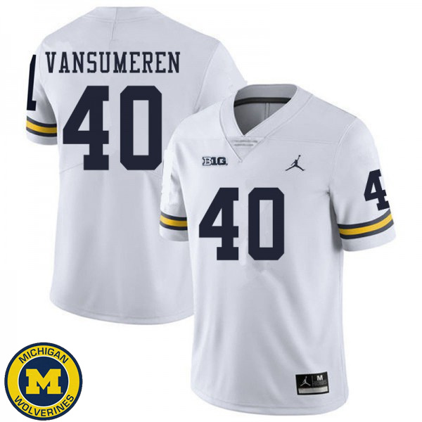 Mens Michigan Wolverines #40 Ben VanSumeren White Player Jersey